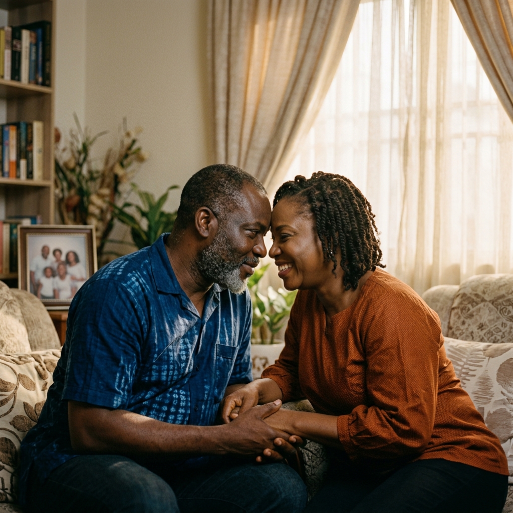 Happy reconnected Nigerian couple